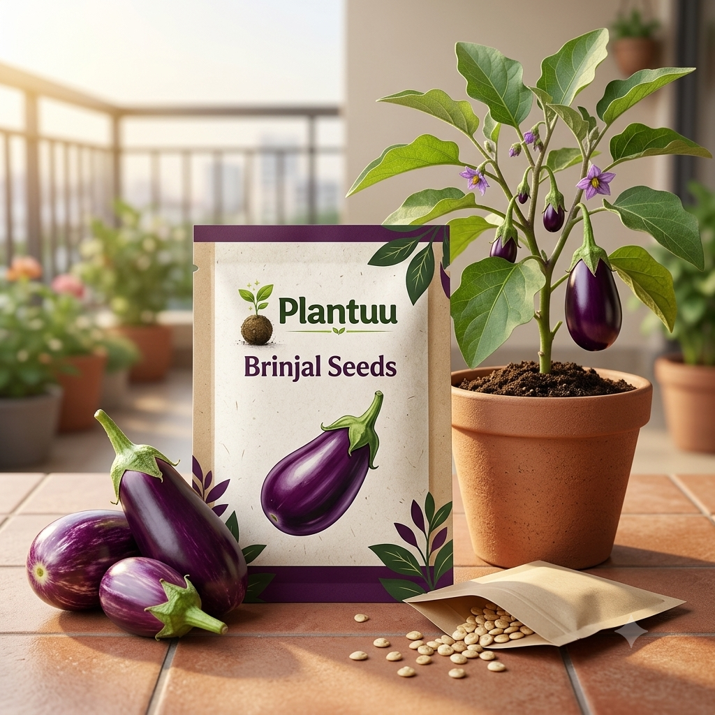 Plantuu Hybrid Brinjal Seeds | High-Yielding &amp; Home Garden Friendly
